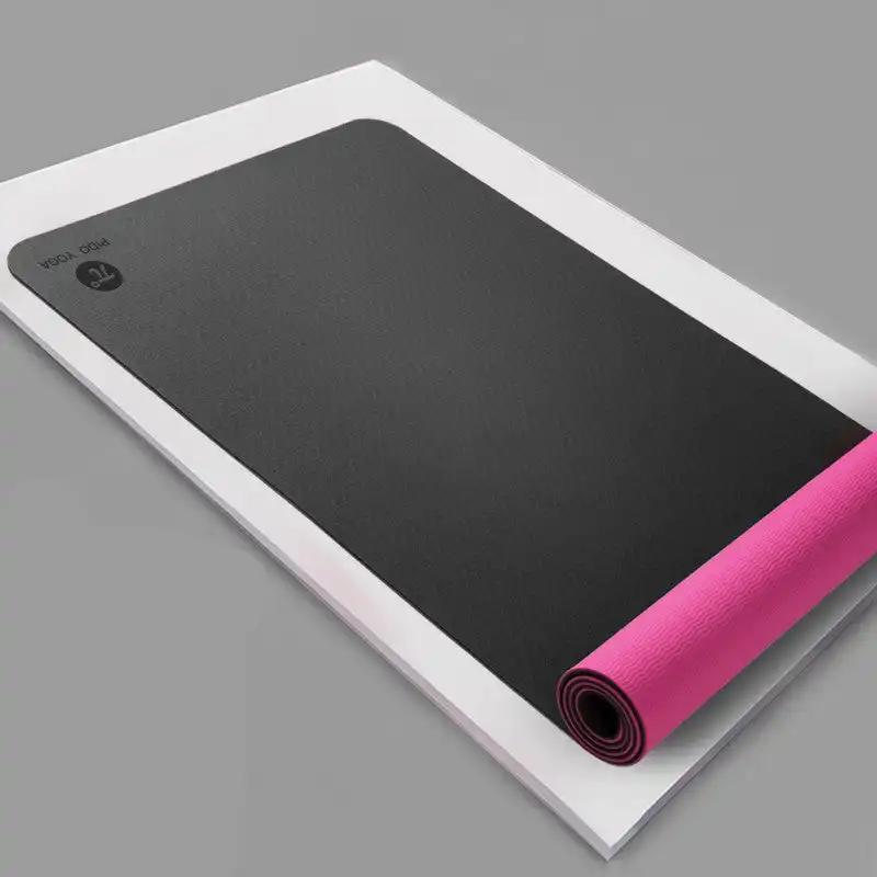 Pido TPE yoga mat in black and pink, size 183cm x 61cm, plain pattern, ideal for beginners with 6mm or 8mm thickness options.