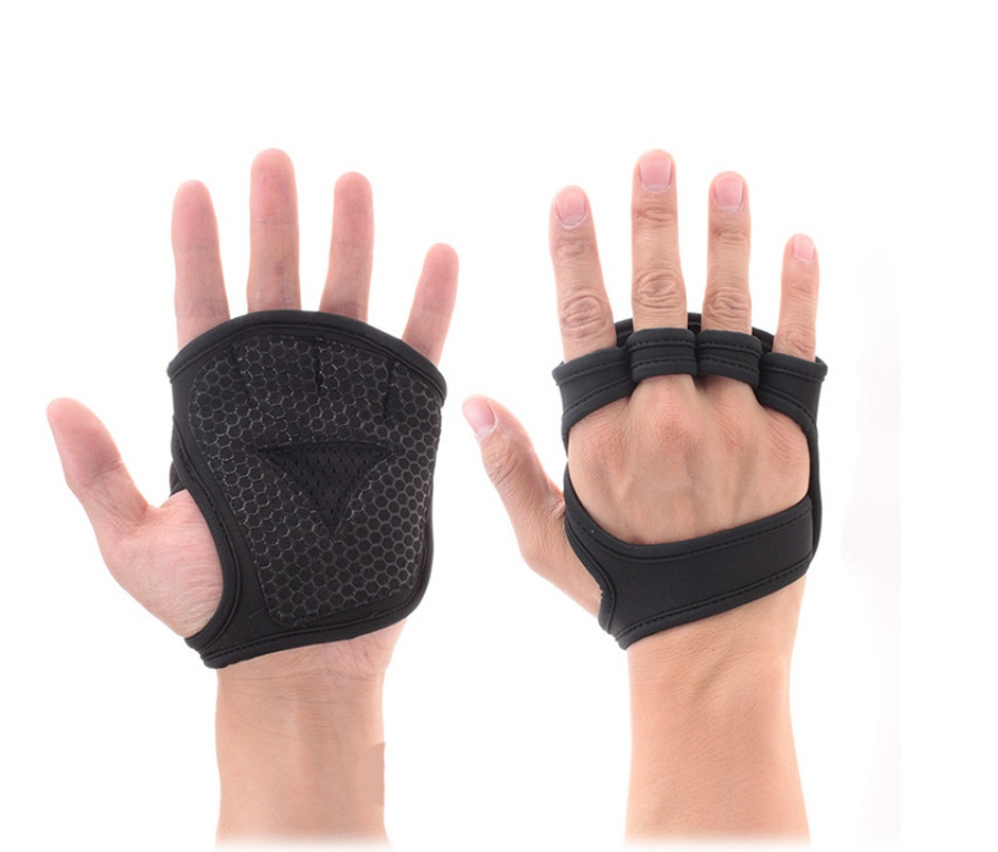 WILKYs0Black Breathable Weightlifting Sports Gym Half Finger Protector Gloves
 
 Overview:
 
 
 1. Made of high-quality synthetic leather, with the characteristics of moisture absorption and perspiration, dry and breathable.
 
 2. Hollow desi