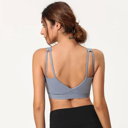 Yoga beauty back fitness bra in nylon, featuring a stylish open-back design for enhanced comfort and movement during workouts.