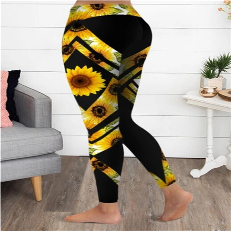 WILKYs0Sunflower yoga fitness leggings
 Fabric composition: Polyester fiber (polyester)
 
 Fabric composition content: 50% (%)
 
 No bladder: no bladder
 
 Function: Moisture absorption and perspiration 