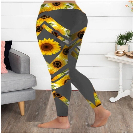 WILKYs0Sunflower yoga fitness leggings
 Fabric composition: Polyester fiber (polyester)
 
 Fabric composition content: 50% (%)
 
 No bladder: no bladder
 
 Function: Moisture absorption and perspiration 