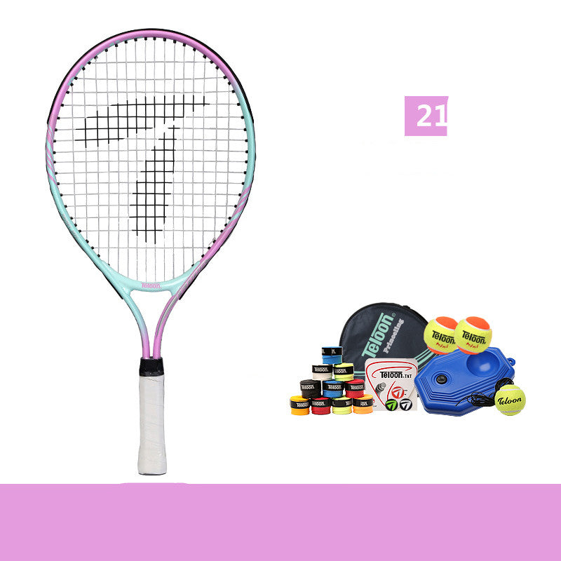 WILKYs0Children's beginner tennis racket
 Material: carbon aluminum alloy
 
 Shape: oval
 
 Thickness: 20mm or less
 
 Shoot length classification: Ordinary type
 
 Racket hardness: hard
 
 Applicable obje