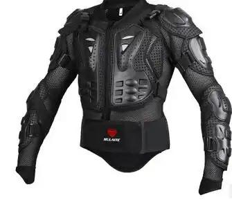 Genuine motorcycle jacket with racing armor and protective gear for motocross and ATV.