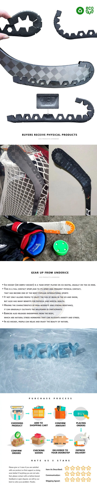 1pc Hockey Stick Blade Protector Ice Hockey Accessories PP/ECO Material Hockey Sticks Training Practice Sports Equipment - WILKYs