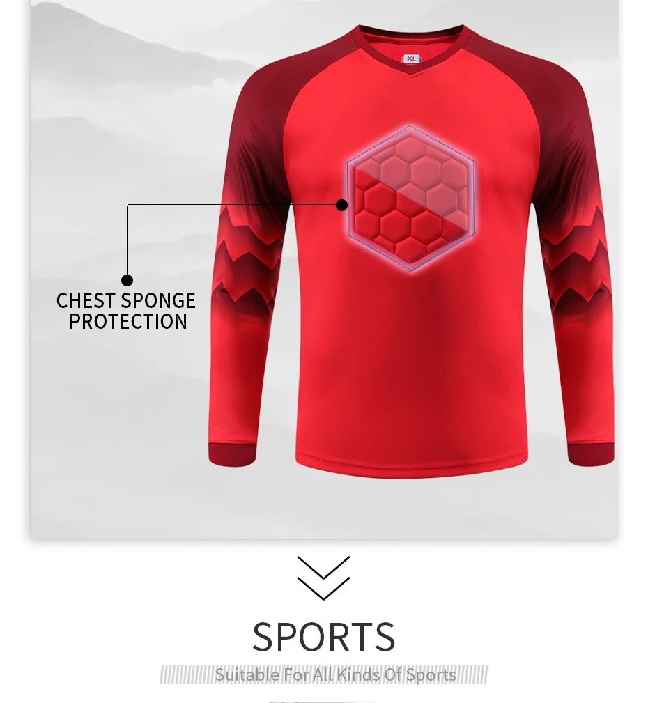 2021 New Uniform Men's Football Training Goalkeeper Uniform Kids Soccer Jersey Set Long Sleeve Protective Sponge Shirt Pants - WILKYs