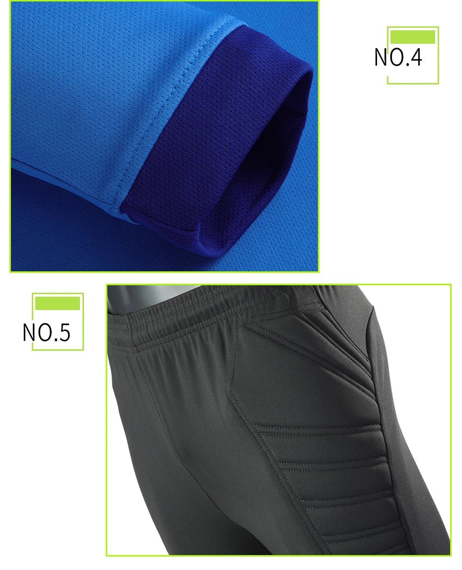 2021 New Uniform Men's Football Training Goalkeeper Uniform Kids Soccer Jersey Set Long Sleeve Protective Sponge Shirt Pants - WILKYs