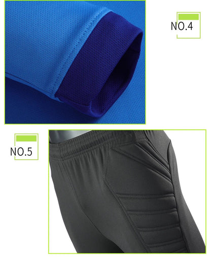 2021 New Uniform Men's Football Training Goalkeeper Uniform Kids Soccer Jersey Set Long Sleeve Protective Sponge Shirt Pants - WILKYs