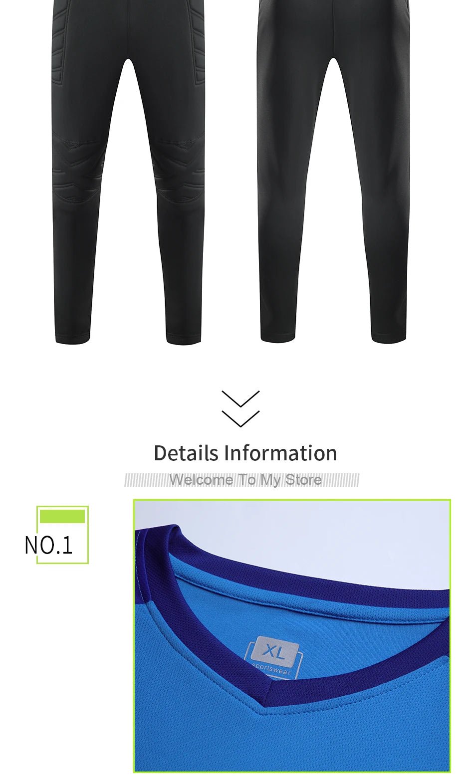 2021 New Uniform Men's Football Training Goalkeeper Uniform Kids Soccer Jersey Set Long Sleeve Protective Sponge Shirt Pants - WILKYs