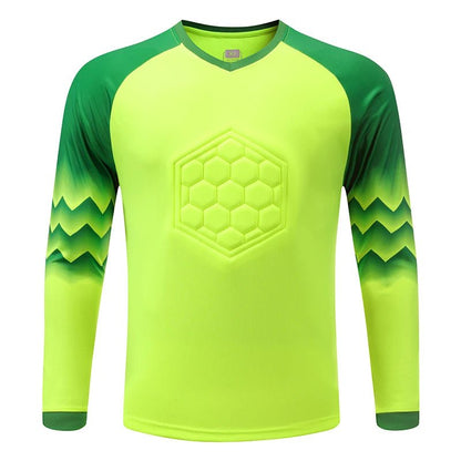 2021 New Uniform Men's Football Training Goalkeeper Uniform Kids Soccer Jersey Set Long Sleeve Protective Sponge Shirt Pants - WILKYs