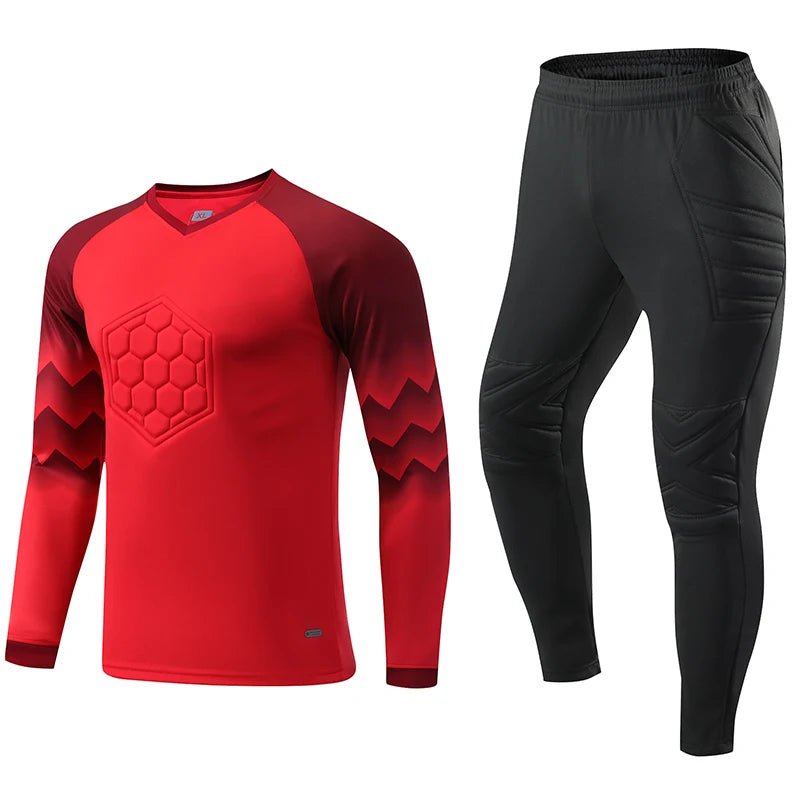 2021 New Uniform Men's Football Training Goalkeeper Uniform Kids Soccer Jersey Set Long Sleeve Protective Sponge Shirt Pants - WILKYs