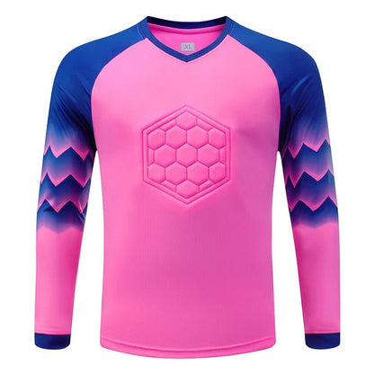 2021 New Uniform Men's Football Training Goalkeeper Uniform Kids Soccer Jersey Set Long Sleeve Protective Sponge Shirt Pants - WILKYs