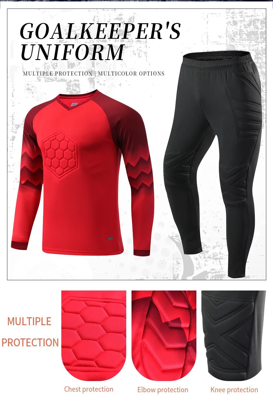 2021 New Uniform Men's Football Training Goalkeeper Uniform Kids Soccer Jersey Set Long Sleeve Protective Sponge Shirt Pants - WILKYs
