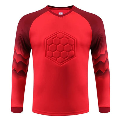 2021 New Uniform Men's Football Training Goalkeeper Uniform Kids Soccer Jersey Set Long Sleeve Protective Sponge Shirt Pants - WILKYs