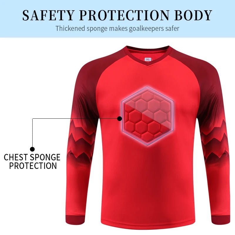 2021 New Uniform Men's Football Training Goalkeeper Uniform Kids Soccer Jersey Set Long Sleeve Protective Sponge Shirt Pants - WILKYs