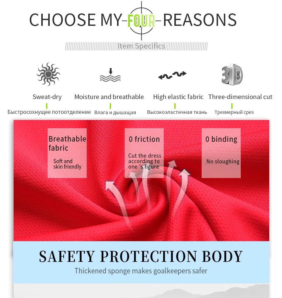 2021 New Uniform Men's Football Training Goalkeeper Uniform Kids Soccer Jersey Set Long Sleeve Protective Sponge Shirt Pants - WILKYs