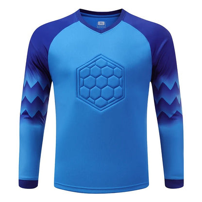 2021 New Uniform Men's Football Training Goalkeeper Uniform Kids Soccer Jersey Set Long Sleeve Protective Sponge Shirt Pants - WILKYs