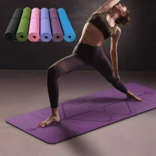 WILKYs0TPE Yoga Mat Non Slip Carpet Environmental Fitness 183*61cm
 Material: TPE
 
 Pattern: stripe
 
 Thickness: 6mm (beginner) 8mm (beginner)
 
 Functional： antiskid
 
 Applicable occasions ：gym, home
 
 Use gender： female


 
 