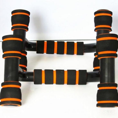 WILKYsPush Up BarsH I-shaped Push-up Stand Sponge Hand Grip ABS Fitness Chest Training G
 Overview:
 
 - Strong bearing
 
 - Sponge hand grip, comfortable when you use it


 Specification:
 
 - Color: Black &amp; Orange、Black &amp; Blue、Grey &amp; Blue、