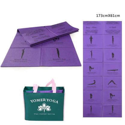 WILKYs0Foldable and portable yoga mat
 Material: PVC
 
 Patterns: geometric patterns
 
 Features: foldable and portable
 
 Category: Yoga Mat
 
 Function: antiskid ultra thin small mini thickening
 
 Ap