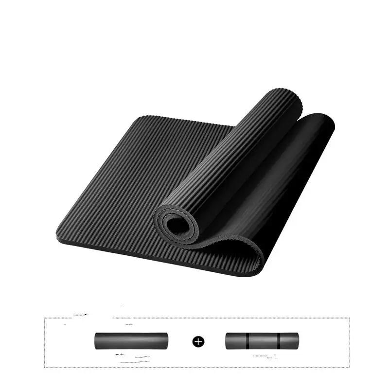 High-intensity NBR rubber yoga mat in black, anti-skid and shockproof.