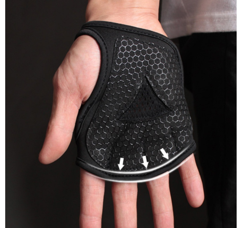 WILKYs0Black Breathable Weightlifting Sports Gym Half Finger Protector Gloves
 
 Overview:
 
 
 1. Made of high-quality synthetic leather, with the characteristics of moisture absorption and perspiration, dry and breathable.
 
 2. Hollow desi