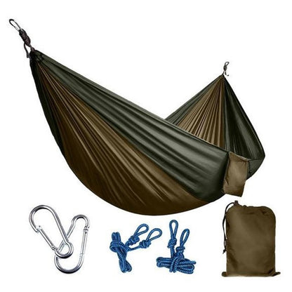 WILKYsHammockBackpacking Hammock - Portable Nylon Parachute Outdoor Double Hammock
Overview - Made of 210T parachute nylon fabric, portable and durable - Weight capacity is within 150kg, suitable for one person - Easy to be cleaned and dry quickly