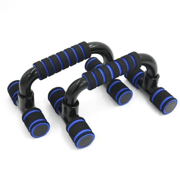 WILKYsPush Up BarsH I-shaped Push-up Stand Sponge Hand Grip ABS Fitness Chest Training G
 Overview:
 
 - Strong bearing
 
 - Sponge hand grip, comfortable when you use it


 Specification:
 
 - Color: Black &amp; Orange、Black &amp; Blue、Grey &amp; Blue、