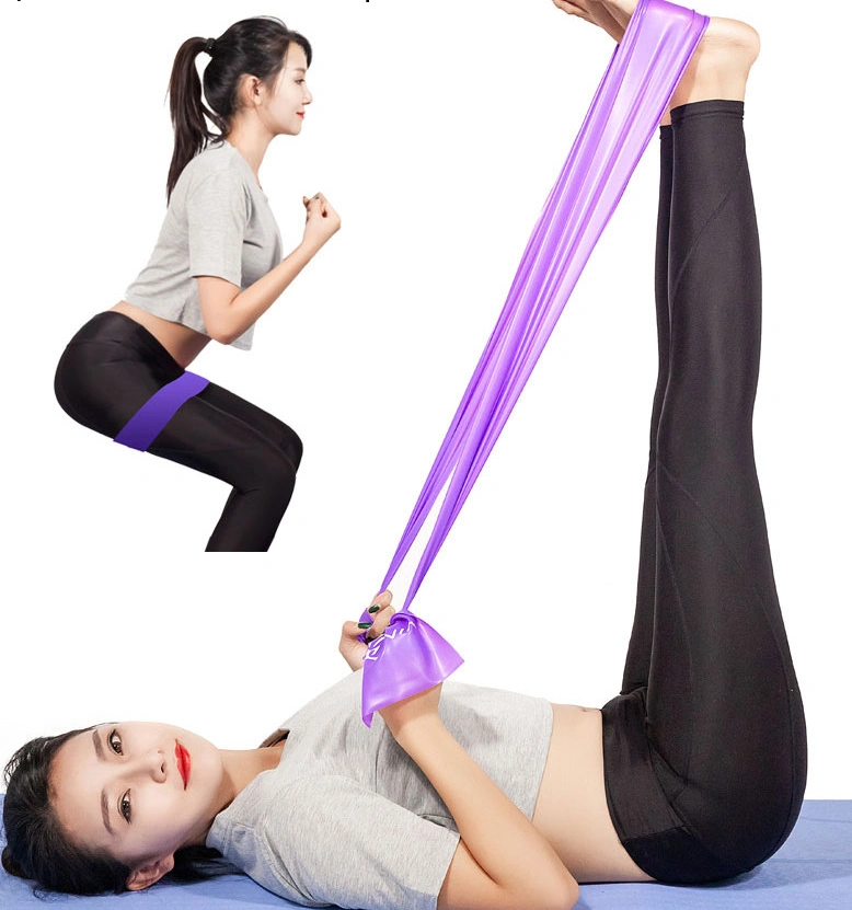 Yoga fitness resistance band used in workout exercises.