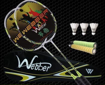 WILKYs0Weber Carbon Fiber Badminton Racket Double Shot Single Shot Durable Fe
 Frame material: carbon fiber
 
 Cable material: carbon fiber
 
 Applicable object: amateur junior (300 yuan or less)
 
 Handle thickness: G4
 
 Rod hardness: moder