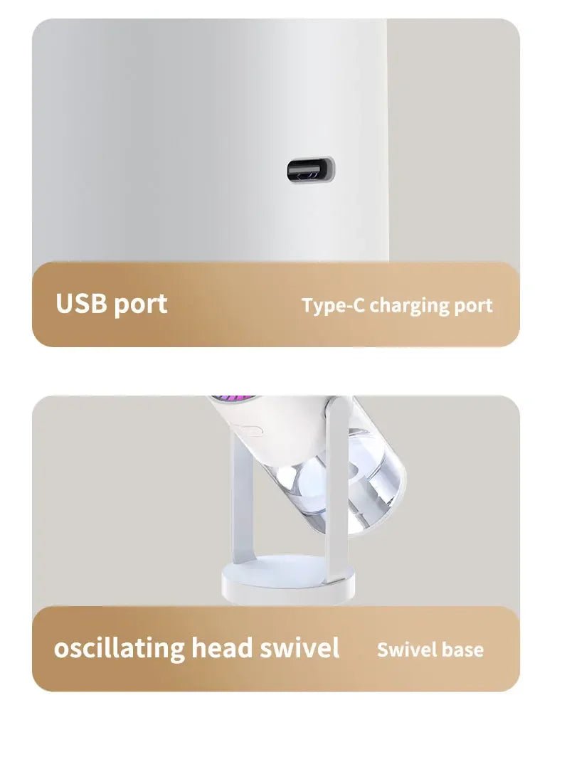 280ml Air Humidifier Desktop Humidifier with Projector & Light Adjustable Angle Cool Mist Humidifier Auto Off for Home Office - WILKYs