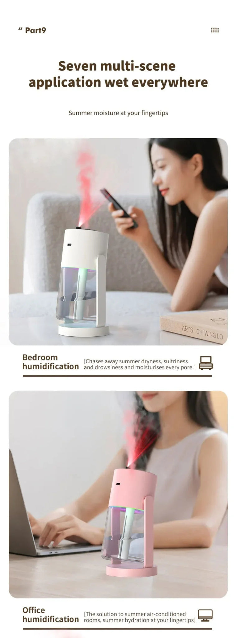 280ml Air Humidifier Desktop Humidifier with Projector & Light Adjustable Angle Cool Mist Humidifier Auto Off for Home Office - WILKYs
