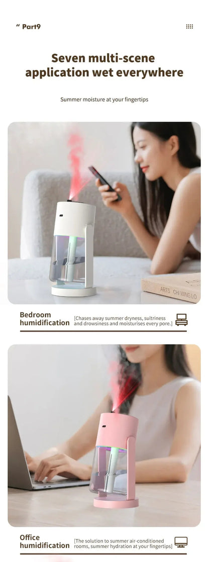 280ml Air Humidifier Desktop Humidifier with Projector & Light Adjustable Angle Cool Mist Humidifier Auto Off for Home Office - WILKYs