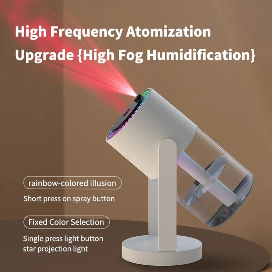 280ml Air Humidifier Desktop Humidifier with Projector & Light Adjustable Angle Cool Mist Humidifier Auto Off for Home Office - WILKYs