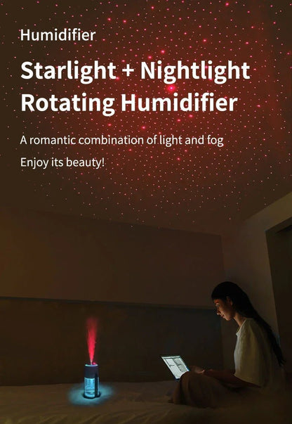 280ml Air Humidifier Desktop Humidifier with Projector & Light Adjustable Angle Cool Mist Humidifier Auto Off for Home Office - WILKYs