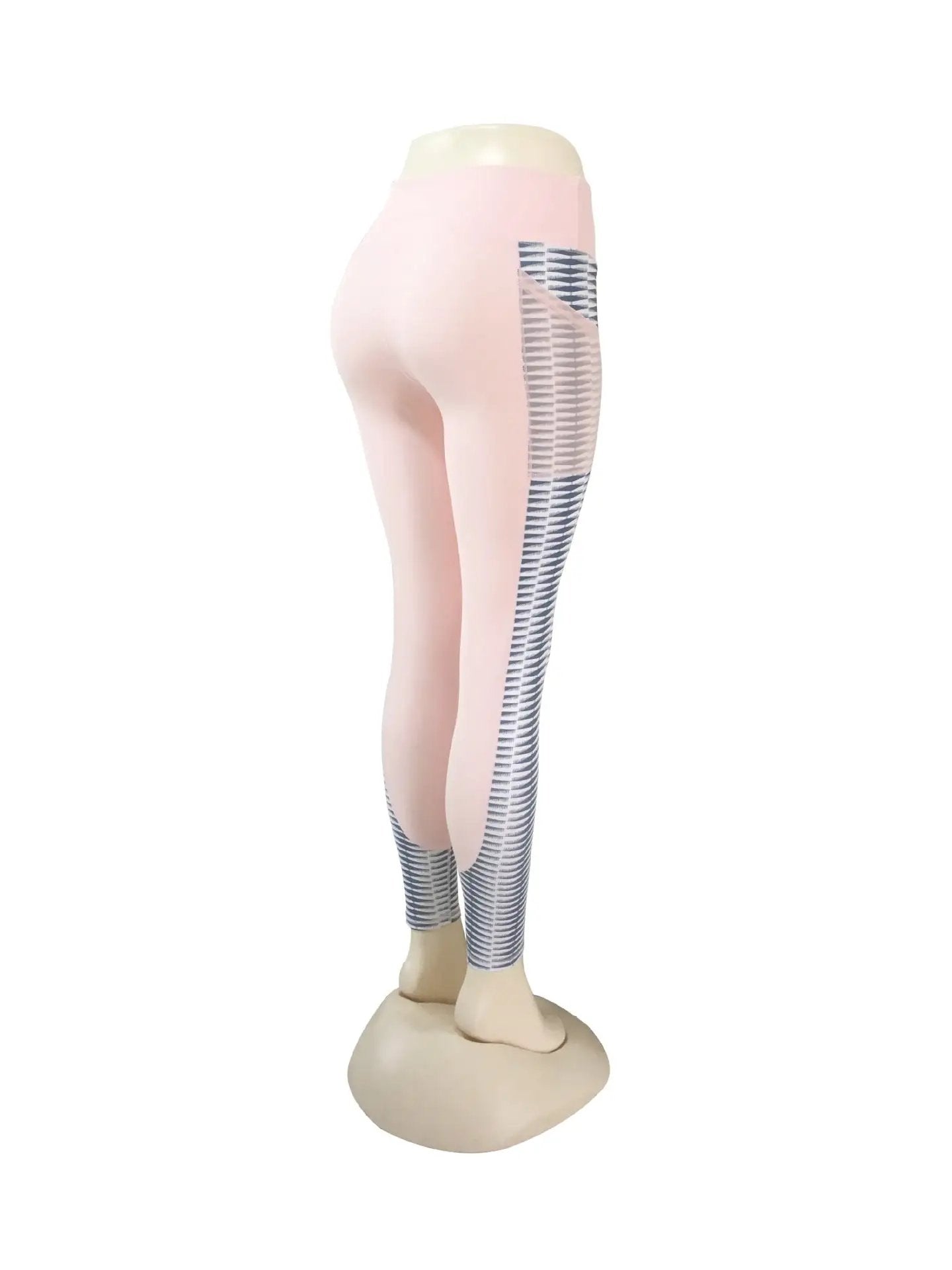 Pink yoga running fitness pants with striped side panel detailing.