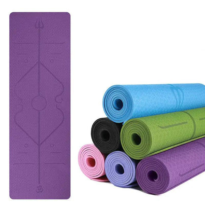 WILKYs0Yoga mat
 product description:
 
 Made from the finest TPE materials, the printed position line helps beginners make yoga more standard and easier.
 
 The best gift for yoga