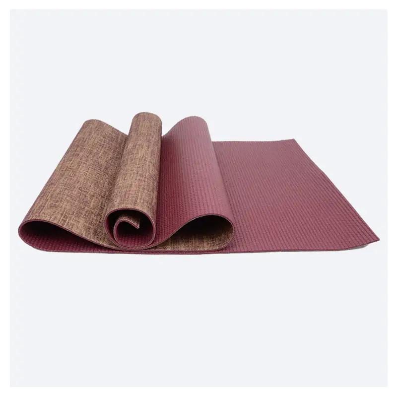 WILKYs0Anti-slip sports yoga mat
 Material: PVC+Linen
 
 Product specifications: 183*61*0.5cm
 
 Weight: 1600g
 
 Applicable scenarios "running sports, fitness equipment, health massage, fitness an