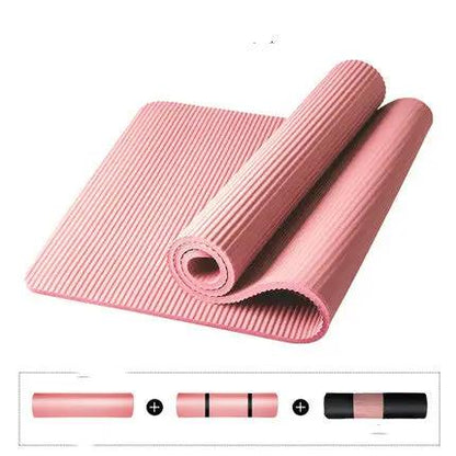 High-intensity fitness yoga mat in pink, made from NBR nitrile rubber, featuring anti-skid and shockproof qualities.