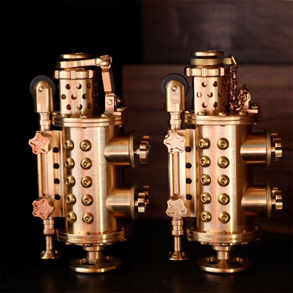 WILKYs0All Copper Handmade Mechanical Punk Kerosene Lighter Trench Machine
 
 Product information :
 
 


 
 Color: Brass
 
 
 
 Material: all copper
 
 
 
 Style: modern minimalist
 
 
 
 Types of lighter oil: kerosene
 
 
 Style: Shaft e