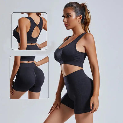 2pcs Yoga Set Women's high waist Vest And Shorts Tracksuit - WILKYs