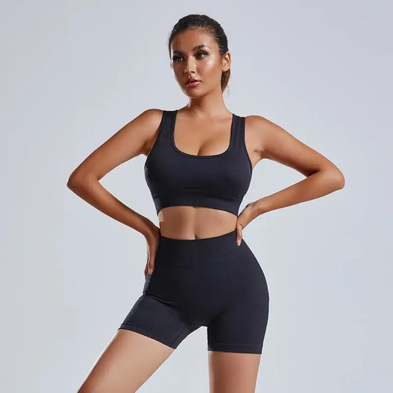 2pcs Yoga Set Women's high waist Vest And Shorts Tracksuit - WILKYs