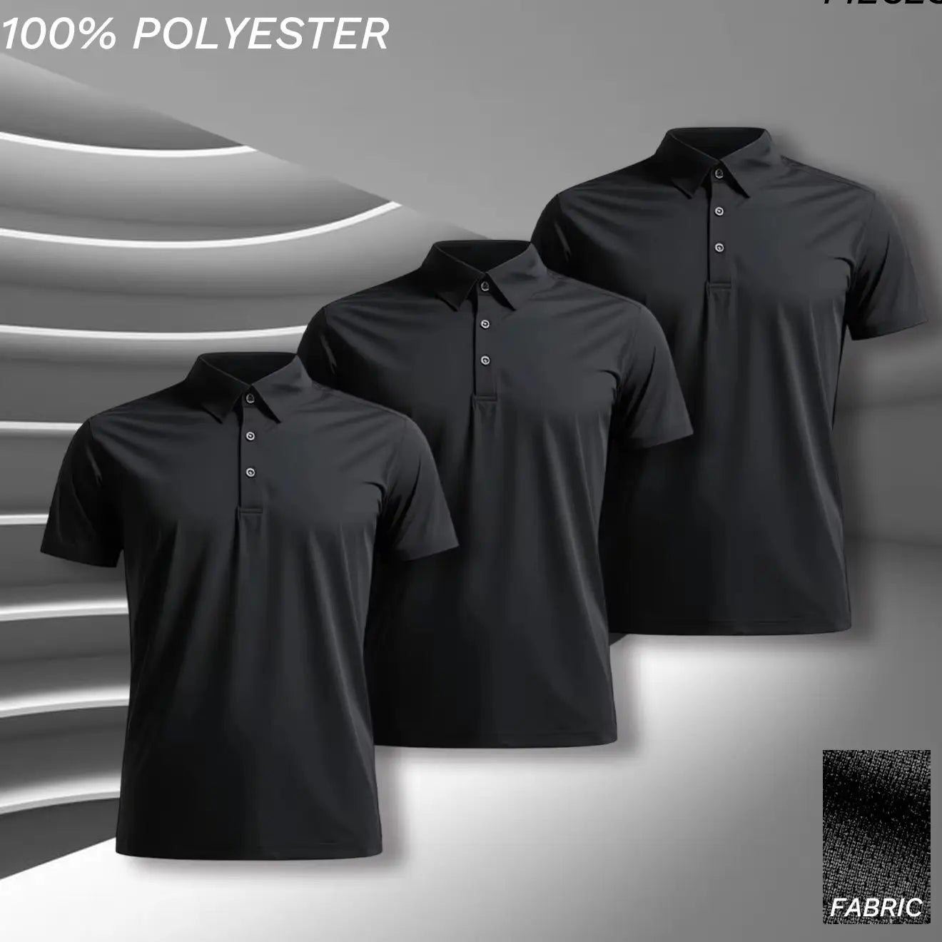 3 pcs set, men's polyester polo shirts, soft and comfortable, many colors available, suitable for daily wear - WILKYs