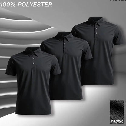3 pcs set, men's polyester polo shirts, soft and comfortable, many colors available, suitable for daily wear - WILKYs