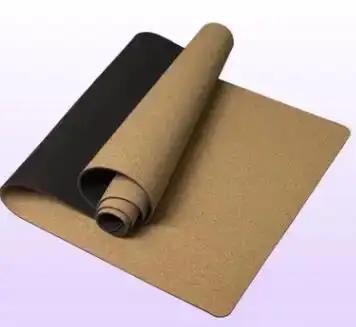 5MM non-slip cork rubber yoga mat for fitness, pilates, and gymnastics.