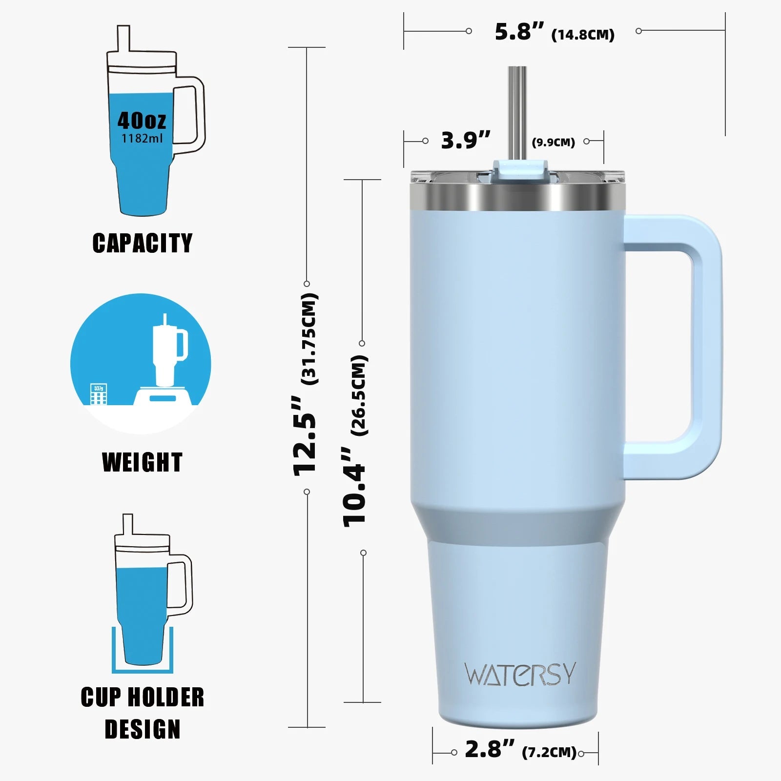 30/40oz Tumbler With Handle and Straw Large Capacity Stainless Steel Thermal Cup for Coffee Double Vacuum Insulated Mug - WILKYs