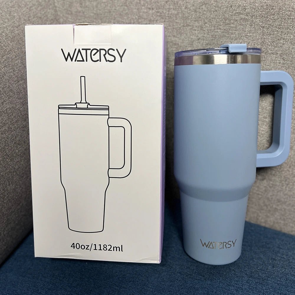 30/40oz Tumbler With Handle and Straw Large Capacity Stainless Steel Thermal Cup for Coffee Double Vacuum Insulated Mug - WILKYs