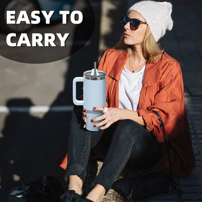 30/40oz Tumbler With Handle and Straw Large Capacity Stainless Steel Thermal Cup for Coffee Double Vacuum Insulated Mug - WILKYs