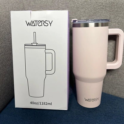 30/40oz Tumbler With Handle and Straw Large Capacity Stainless Steel Thermal Cup for Coffee Double Vacuum Insulated Mug - WILKYs
