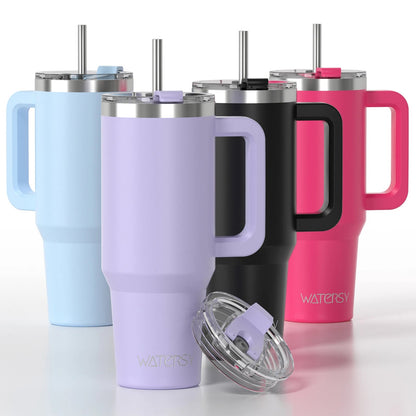 30/40oz Tumbler With Handle and Straw Large Capacity Stainless Steel Thermal Cup for Coffee Double Vacuum Insulated Mug - WILKYs