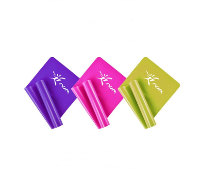 Colorful yoga fitness resistance bands for strength training and flexibility.